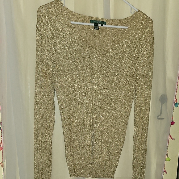 Ralph Lauren Sweaters - Ralph Lauren Metallic Gold Knit Sweater